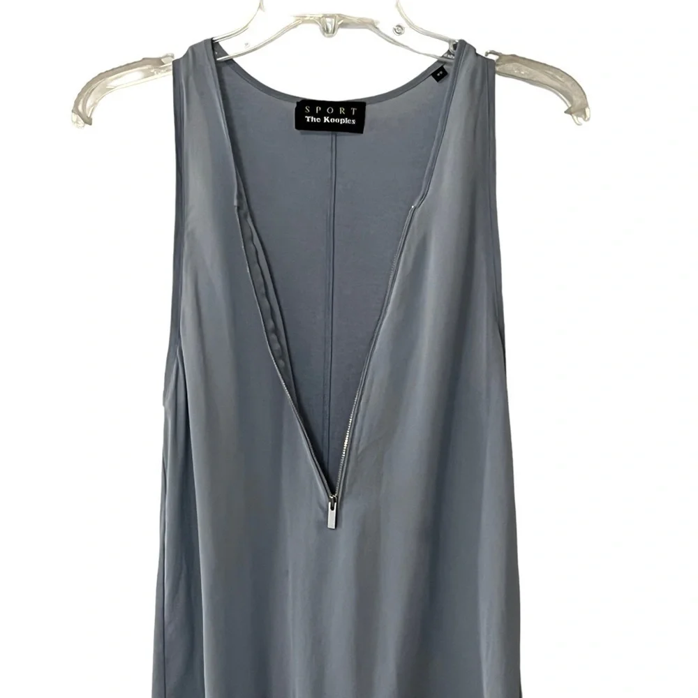 The Kooples Sport Silk Sleeveless Half Zip Front Women’s top Blue - Picture 9 of 15